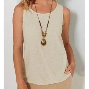 Pure Jill Layering Tank Heathered Oatmeal Round Neck Size L
